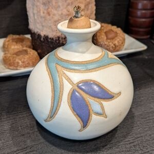 Marcy Mayforth Vintage Artisan Ceramic Oil Lamp, Bud Vase